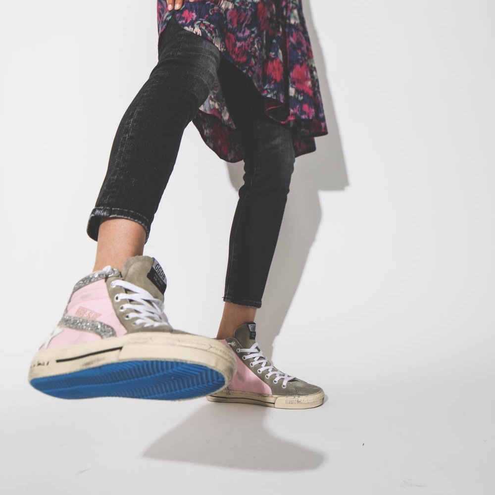 Golden Goose Slide Sneakers - Pink Leather Silver Glitter - Picture 5 of 14